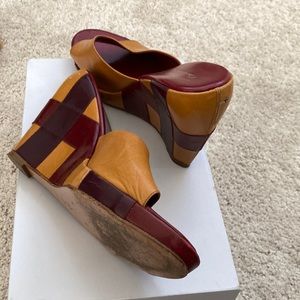 Bare back wedge heels